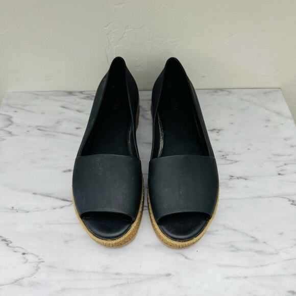 Melissa Puzzle Peep Toe Black Leather Slip On Sandals Women’s Size 8 - Picture 2 of 2